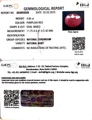 4.95/CT Natural Mozambique Ruby with Govt. Lab Certificate (23310)
